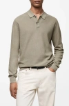 Mango Polo Maille Structure Manches Longues In Pastel Green