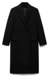 Mango Structured Longline Coat In Black
