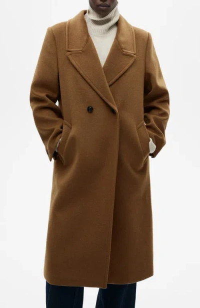 Mango Structured Longline Coat In Ochre