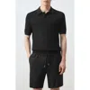 Mango Structured Polo Shirt In Black
