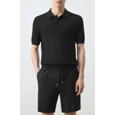 Mango Structured Polo Shirt In Black