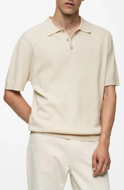 Mango Structured Polo Shirt In Off White