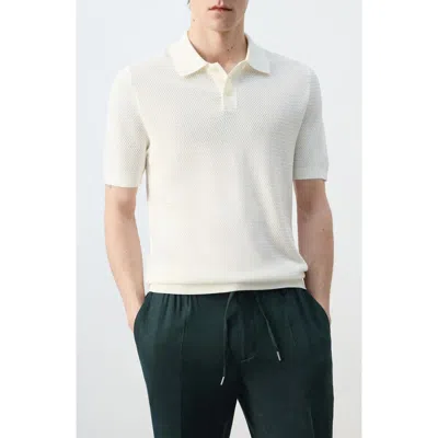 Mango Structured Polo Shirt In White