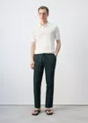 Mango Structured Rayon Knit Polo In Off White