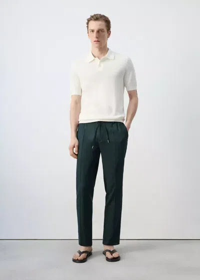 Mango Structured Rayon Knit Polo In Off White