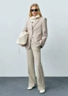 Mango Structured Straight-fit Jacket Beige In Beige