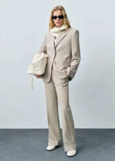 Mango Structured Straight-fit Jacket Beige