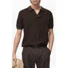 Mango Structured Stripe Cotton Knit Polo In Chocolate