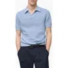 Mango Structured Stripe Cotton Knit Polo In Sky Blue