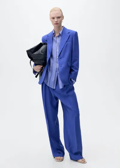 Mango Structured Suit Jacket Blue