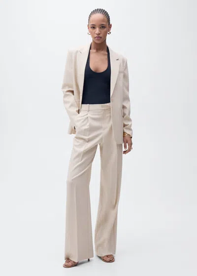 Mango Structured Suit Jacket Nude
