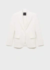 Mango Tailored Jacket With Turn-down Sleeves Ecru In Off White