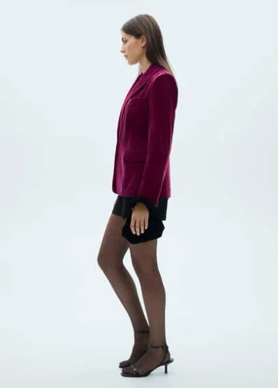 Mango Velvet Blazer Fuchsia