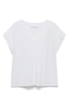 Mango Stud Accent Cotton V-neck T-shirt In White
