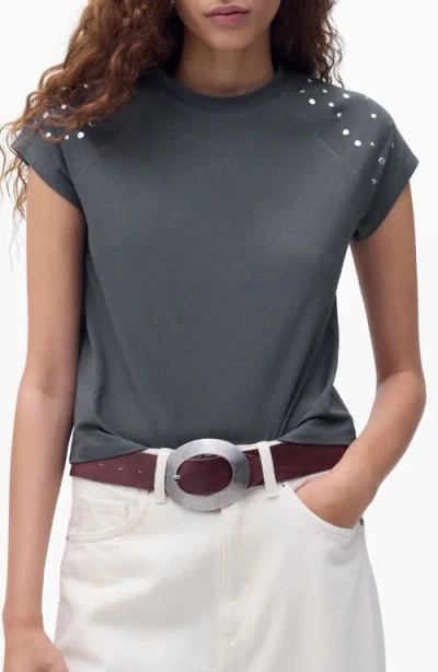 Mango Stud Crop Top In Gray