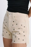 Mango Stud Denim Shorts In Neutral