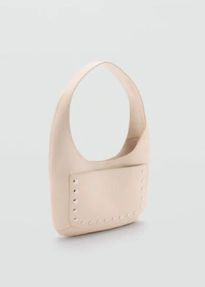 Mango Stud Leather Bag White In Neutral