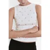 Mango Stud Sleeveless Top In White