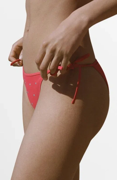 Mango Studded Bikini Bottoms In Red