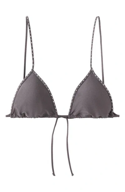Mango Studded Bikini Top In Brown