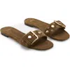 Mango Studded Buckle Strap Slide Sandal In Multi