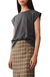 Mango Studded Sleeveless T-shirt Grey In Grey
