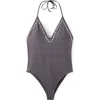 Mango Halter Swimsuit With Studs In Gray