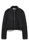 Mango Studded Jacket In Black