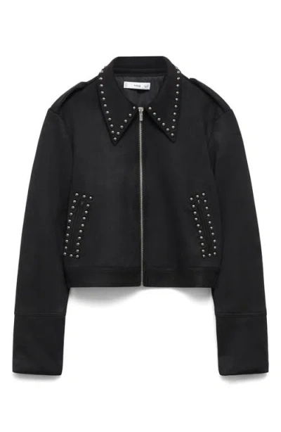 Mango Studded Jacket In Black