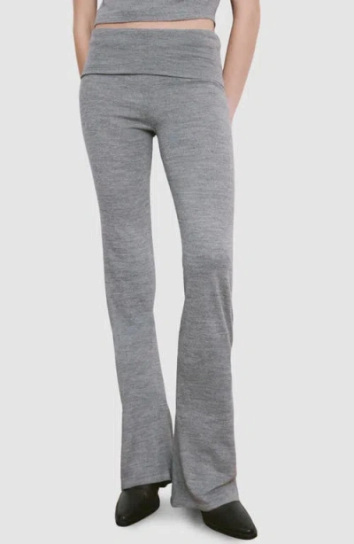 Mango Studded Knit Trousers In Gray