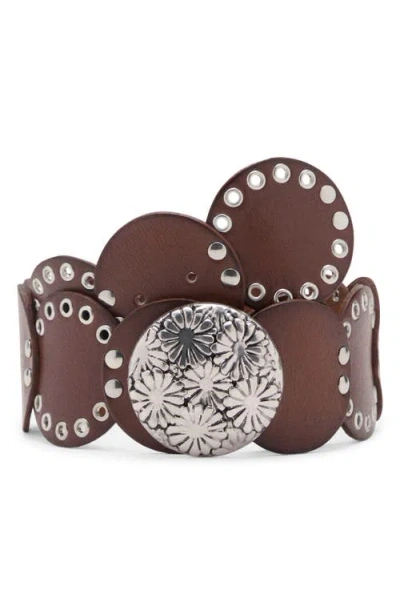 Mango Studded Leather Belt