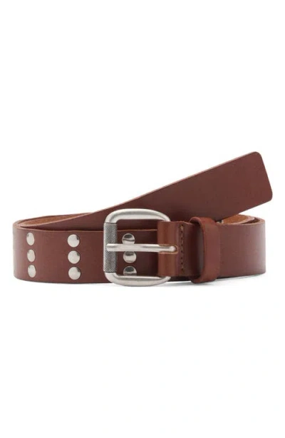 Mango Studded Leather Belt In Brown