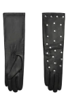 Mango Studded Leather Gloves In Black