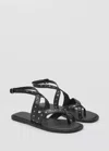 Mango Studded Leather Sandals In Black