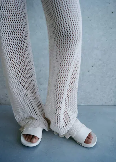 Mango Studded Leather Sandals White