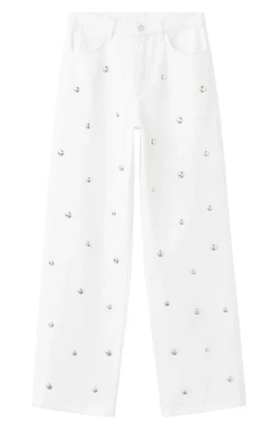 Mango Studded Regular Waist Straight Leg Jeans In Multi