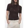 Mango Fine Knitted T-shirt With Studs In Brown