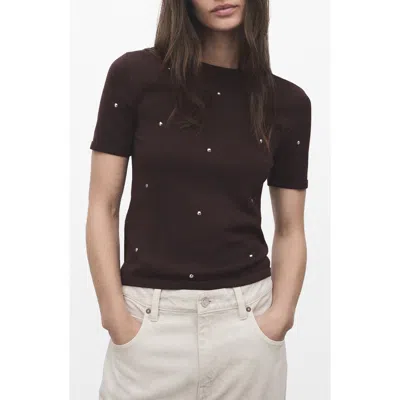 MANGO MANGO STUDDED SHORT SLEEVE SWEATER