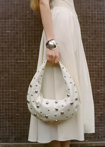 Mango Studded Shoulder Bag Off White
