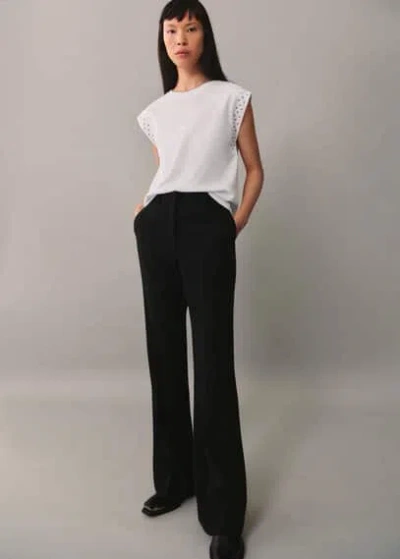 Mango Studded Sleeveless T-shirt White