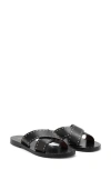 Mango Leather Studded Strap Sandal In Black