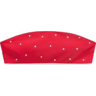 Mango Studded Strapless Bandeau Bikini Top In Red