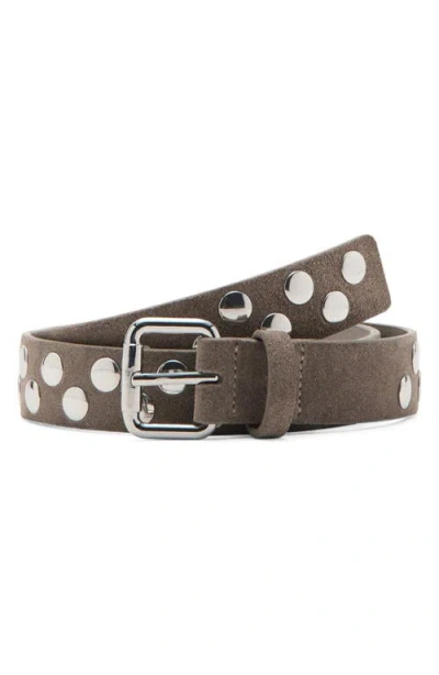 Mango Studded Suede Belt In Brown