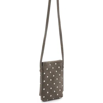 Mango Studded Suede Phone Crossbody Bag In Burgundy