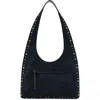 Mango Studded Suede Shoulder Bag In Black