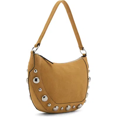 Mango Studded Suede Shoulder Bag In Yellow