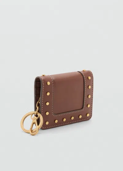 Mango Studded Wallet With Keychain Detail Leather