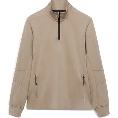 Mango Sudadera Comfort Stretch Quarter Zip Sweatshirt In Sand