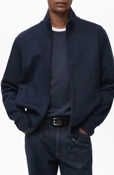 Mango Sudadera Perkins Bomber Jacket In Night Blue