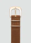 Mango Ceinture En Croûte De Cuir Marron - Femme - Xl -